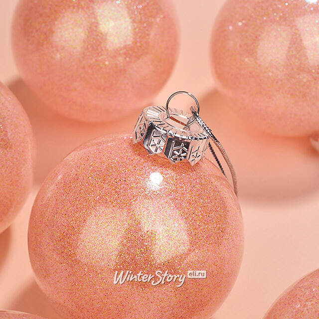 Елочные ПЭТ шары Albertine - Sugar Peach 8 см, 6 шт, пластик Winter Deco