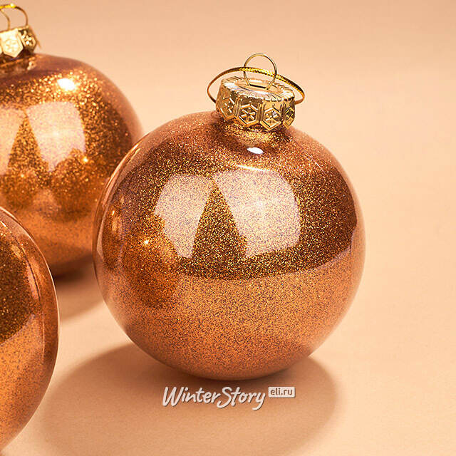 Елочные ПЭТ шары Albertine - Shiny Orange 10 см, 4 шт, пластик Winter Deco