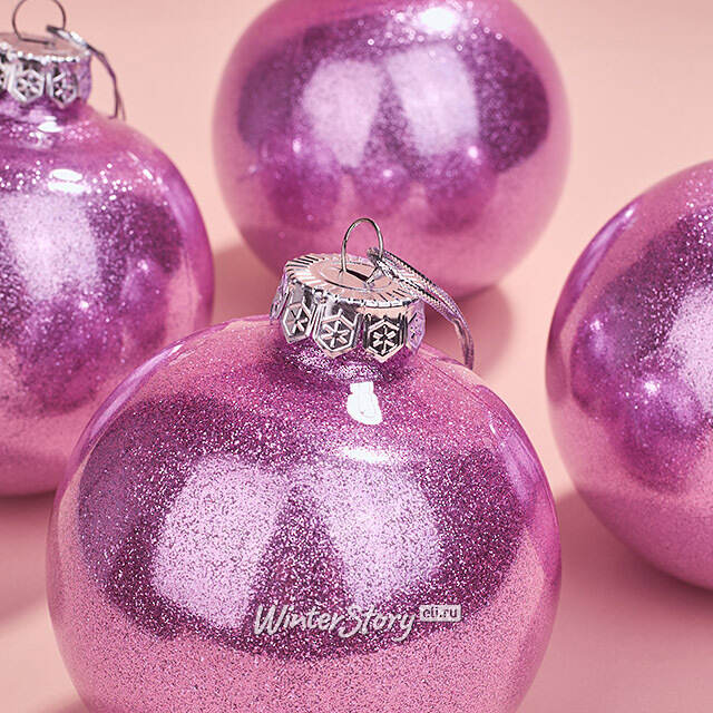 Елочные ПЭТ шары Albertine - Orchid Shine 10 см, 4 шт, пластик Winter Deco