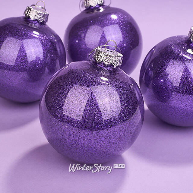 Елочные ПЭТ шары Albertine - Amethyst Haze 10 см, 4 шт, пластик Winter Deco