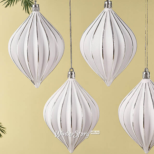 Елочные игрушки Glacerae 12 см серебряный, 4 шт, пластик Winter Deco