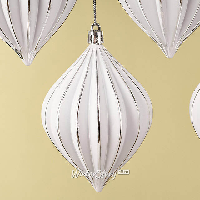 Елочные игрушки Glacerae 12 см серебряный, 4 шт, пластик Winter Deco