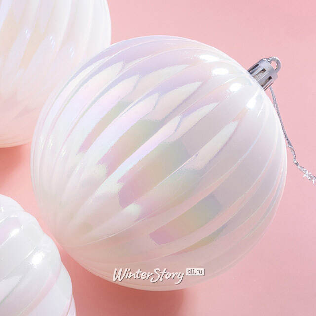 Елочные шары Volistra 8 см белый перламутр, 6 шт, пластик Winter Deco