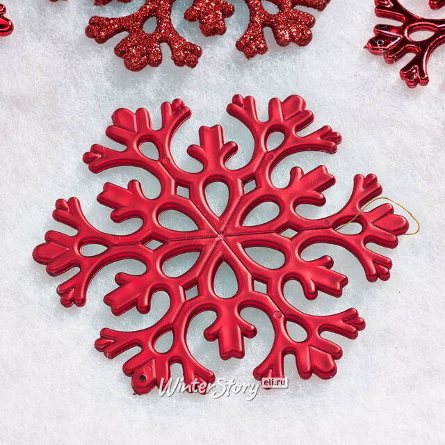 Елочная игрушка Снежинка Flanessa 11 см красная, 6 шт Winter Deco