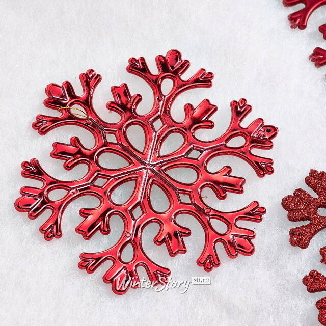Елочная игрушка Снежинка Flanessa 11 см красная, 6 шт Winter Deco