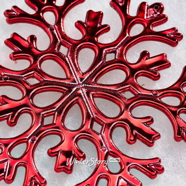 Елочная игрушка Снежинка Flanessa 11 см красная, 6 шт Winter Deco