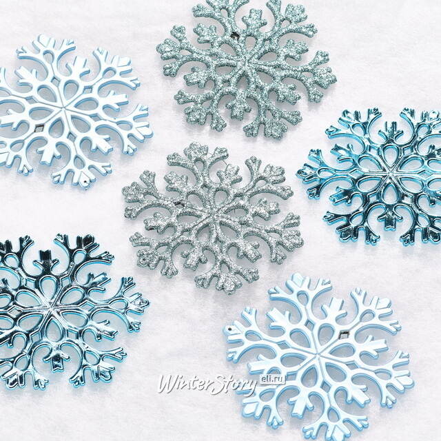 Елочная игрушка Снежинка Flanessa 11 см голубая, 6 шт Winter Deco