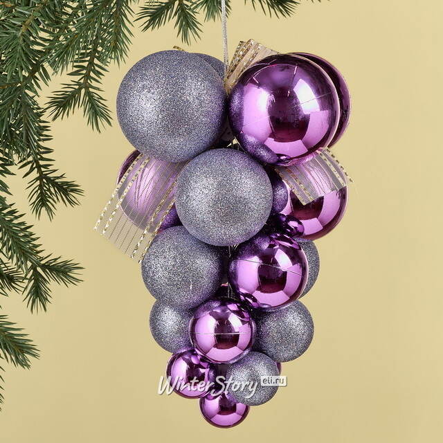 Гроздь из пластиковых шаров Almansora 30 см фиолетовая Winter Deco