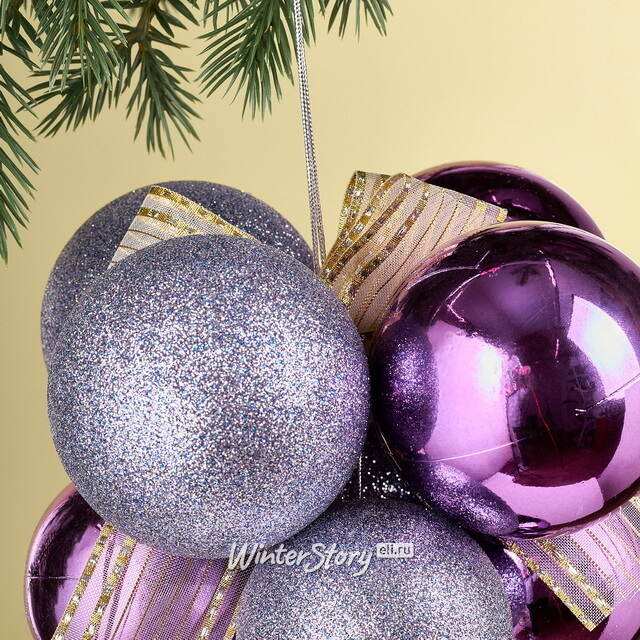 Гроздь из пластиковых шаров Almansora 30 см фиолетовая Winter Deco