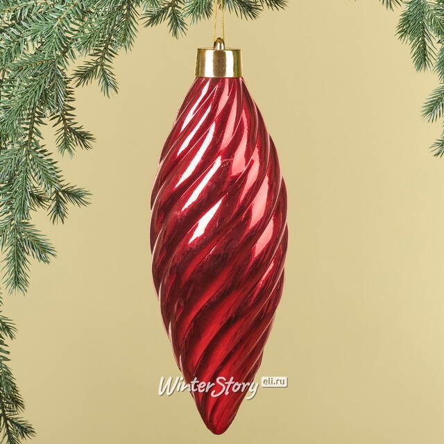 Елочная игрушка Сосулька Twiscel 40 см красная, пластик Winter Deco