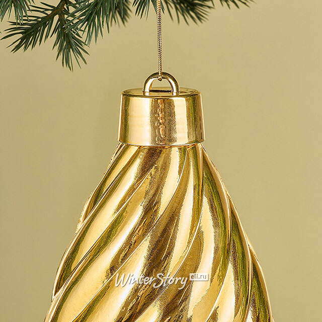 Елочная игрушка Сосулька Twiscel 40 см золотая, пластик Winter Deco