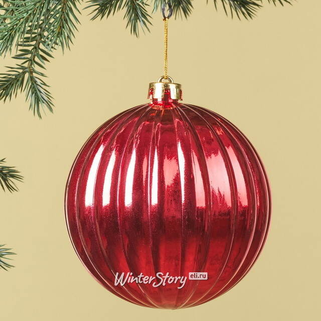 Елочный шар Volistra 15 см красный, пластик Winter Deco