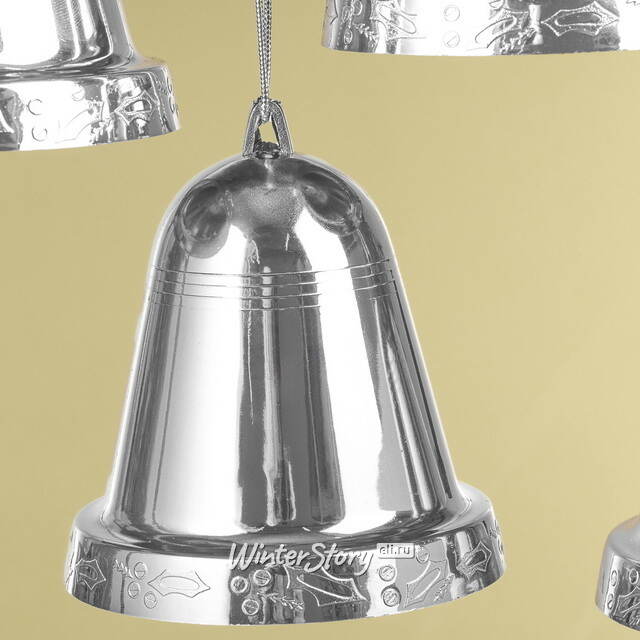 Елочная игрушка Колокольчик Xmas Peal 10 см серебряный, 4 шт, пластик Winter Deco