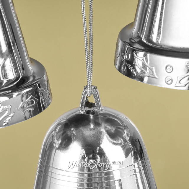 Елочная игрушка Колокольчик Xmas Peal 10 см серебряный, 4 шт, пластик Winter Deco