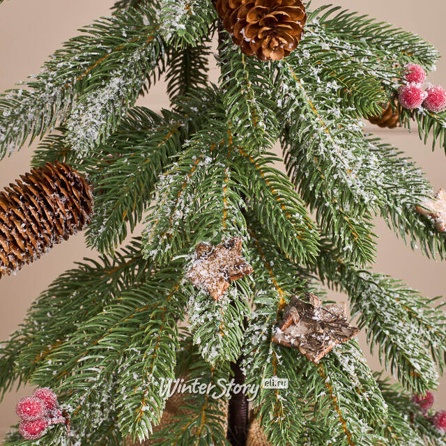 Елка настольная 50 см Фанни, с ягодами, шишками и звездами в мешочке, литая 100% Winter Deco