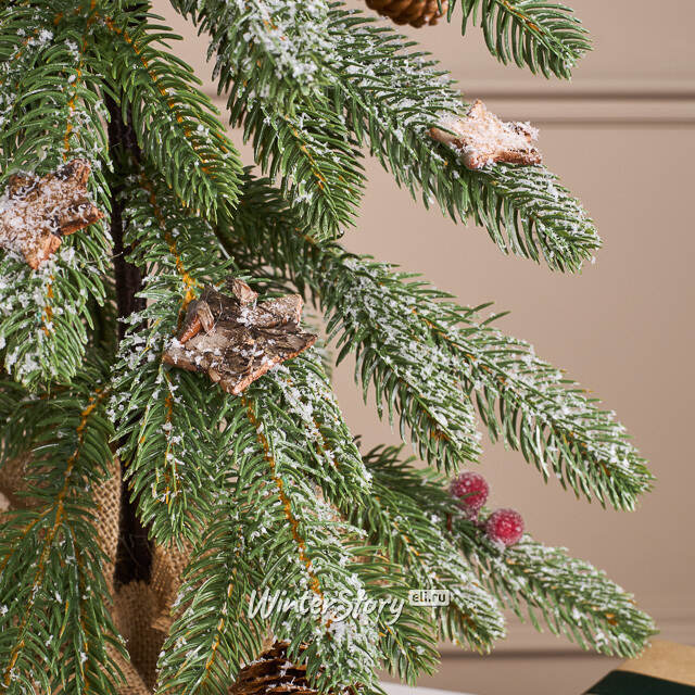 Елка настольная 50 см Фанни, с ягодами, шишками и звездами в мешочке, литая 100% Winter Deco