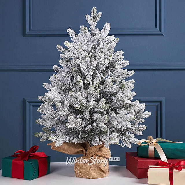Елка настольная с гирляндой 60 см Бригельс, заснеженная, 50 теплых белых LED ламп, контроллер, ЛИТАЯ 100% Winter Deco