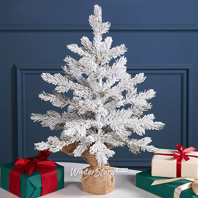 Елка настольная 50 см Айси, в мешочке, заснеженная, ЛИТАЯ 100% Winter Deco