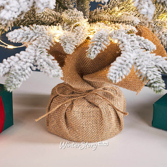 Елка настольная с гирляндой 55 см Сноу Шарм, заснеженная, 80 теплых белых LED ламп, на батарейках, ЛИТАЯ 100% Winter Deco