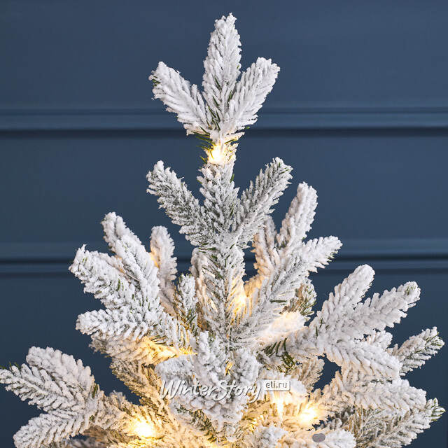 Елка настольная с гирляндой 55 см Сноу Шарм, заснеженная, 80 теплых белых LED ламп, на батарейках, ЛИТАЯ 100% Winter Deco