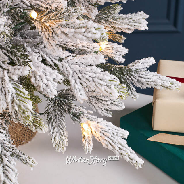 Елка настольная с гирляндой 45 см Вербье, заснеженная, 30 LED ламп, контроллер, на батарейках, ЛИТАЯ 100% Winter Deco