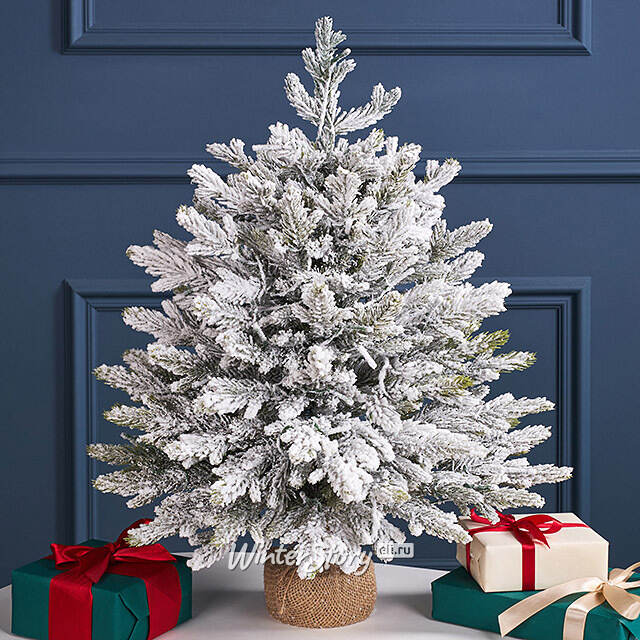Елка настольная с гирляндой 60 см Вербье, заснеженная, 50 LED ламп, контроллер, ЛИТАЯ 100% Winter Deco