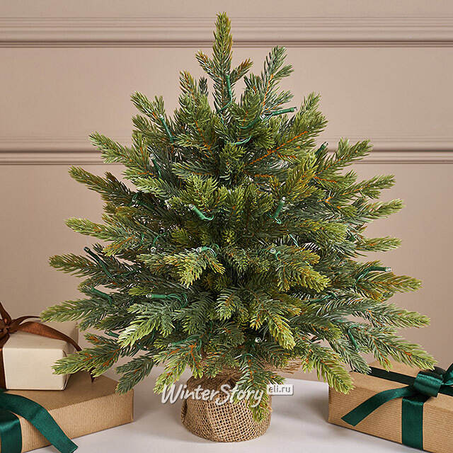 Елка настольная с гирляндой 45 см Вербье, 30 теплых белых LED ламп, контроллер, на батарейках, ЛИТАЯ 100% Winter Deco