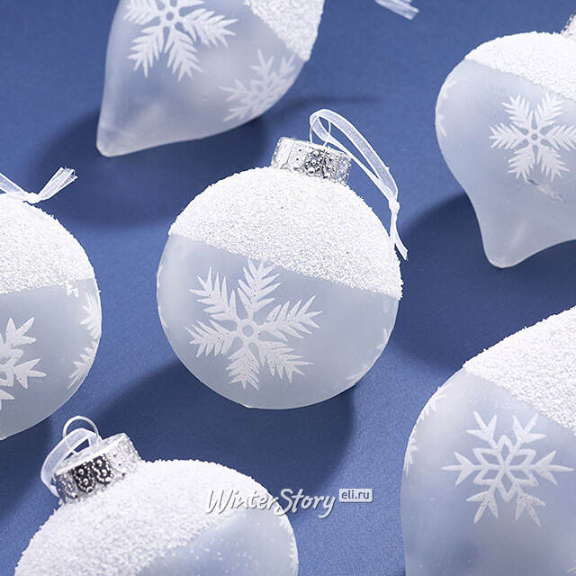 Елочные ПЭТ шары Eterna: Dance of Snow Charms 8 см, 6 шт Winter Deco