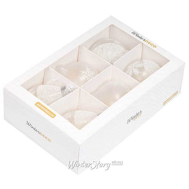 Елочные ПЭТ шары Eterna: Dance of Snow Charms 8 см, 6 шт Winter Deco