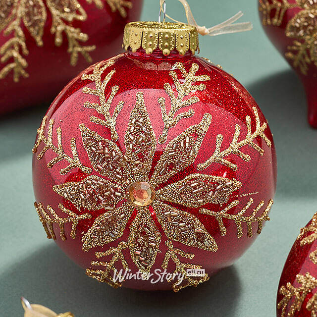 Елочные ПЭТ шары Eterna: Claret Snowlace 10 см, 6 шт Winter Deco