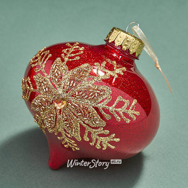 Елочные ПЭТ шары Eterna: Claret Snowlace 10 см, 6 шт Winter Deco