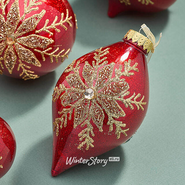 Елочные ПЭТ шары Eterna: Claret Snowlace 10 см, 6 шт Winter Deco