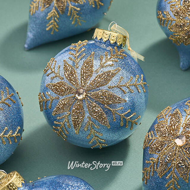 Елочные ПЭТ шары Eterna: Zaffre Snowlace 10 см, 6 шт Winter Deco