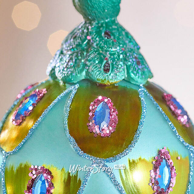 Елочная игрушка Павлин Арриго - Baziano 14 см в подарочной коробке, стекло Winter Deco