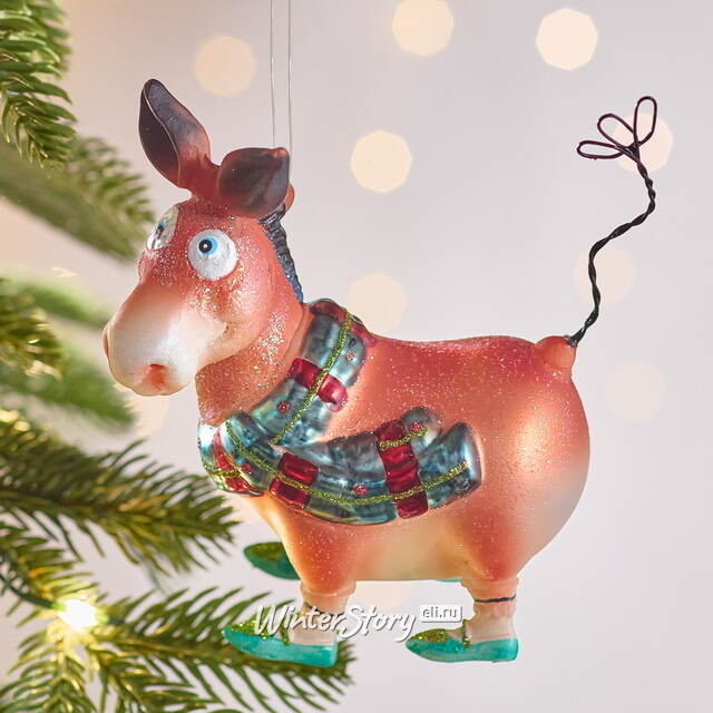 Елочная игрушка Ослик Вэнни - Anjera 12 см в подарочной коробке, стекло Winter Deco