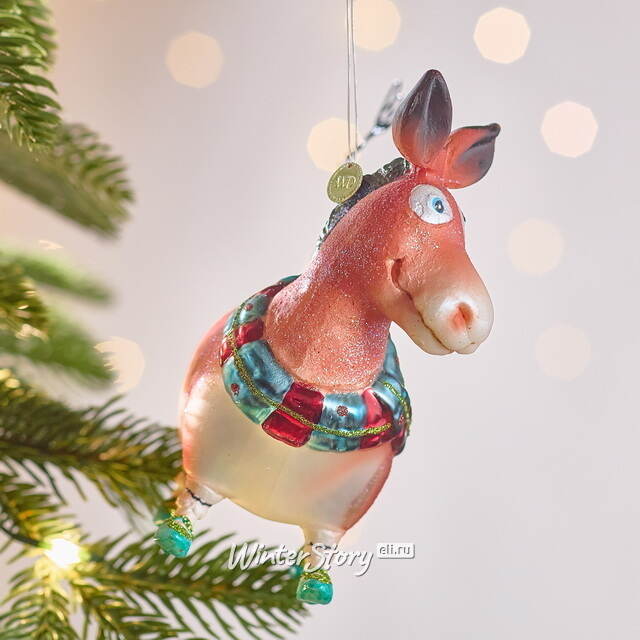 Елочная игрушка Ослик Вэнни - Anjera 12 см в подарочной коробке, стекло Winter Deco