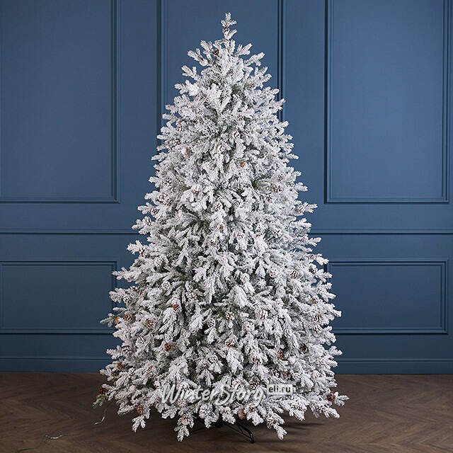 Искусственная елка с лампочками Кедровая заснеженная 240 см, 450 теплых белых LED ламп, ЛИТАЯ + ПВХ Winter Deco