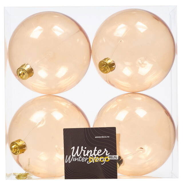 Елочные шары прозрачные Карамель 10 см, 4 шт, пластиковые Winter Deco