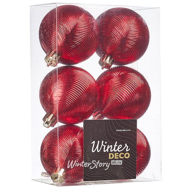 Елочные шары Victorian Glow - Red Charm 6 см, 6 шт, пластиковые Winter Deco