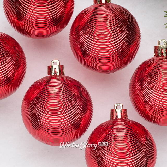 Елочные шары Victorian Glow - Red Charm 6 см, 6 шт, пластиковые Winter Deco