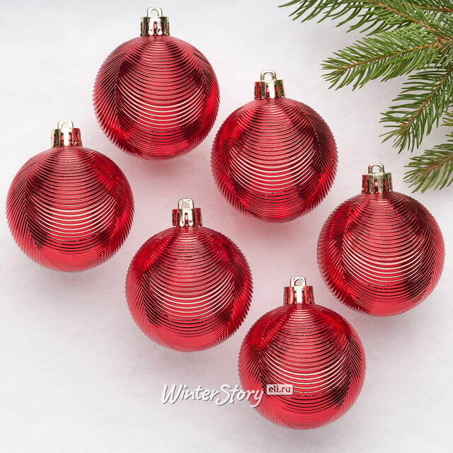 Елочные шары Victorian Glow - Red Charm 6 см, 6 шт, пластиковые Winter Deco