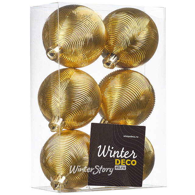 Елочные шары Victorian Glow - Golden Charm 6 см, 6 шт, пластиковые Winter Deco