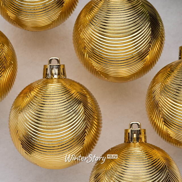 Елочные шары Victorian Glow - Golden Charm 6 см, 6 шт, пластиковые Winter Deco