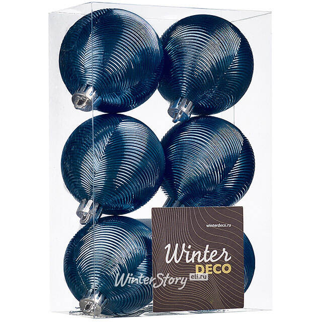 Елочные шары Victorian Glow - Night Blue Charm 6 см, 6 шт, пластиковые Winter Deco