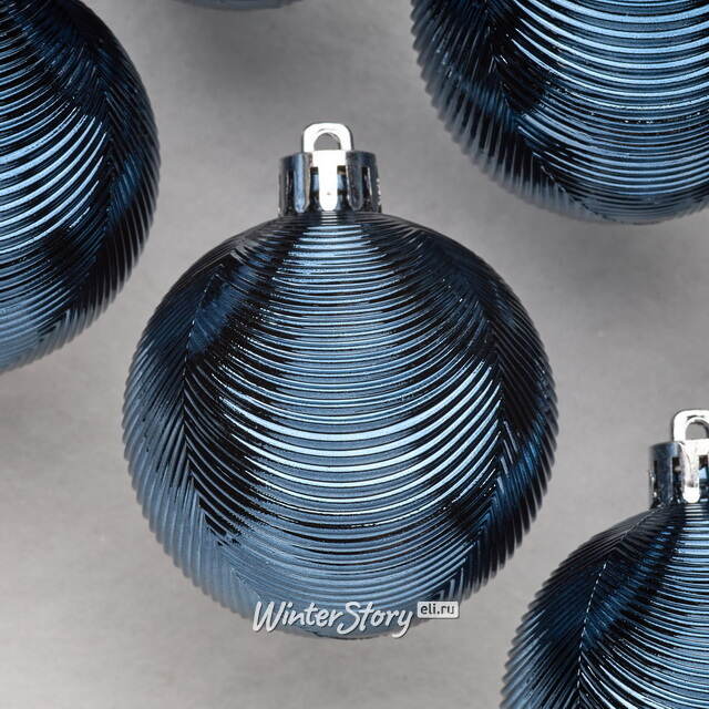 Елочные шары Victorian Glow - Night Blue Charm 6 см, 6 шт, пластиковые Winter Deco
