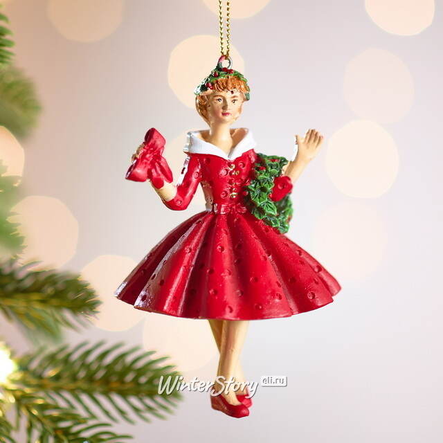 Елочная игрушка Девушка Бренда в красном платье 10 см Winter Deco