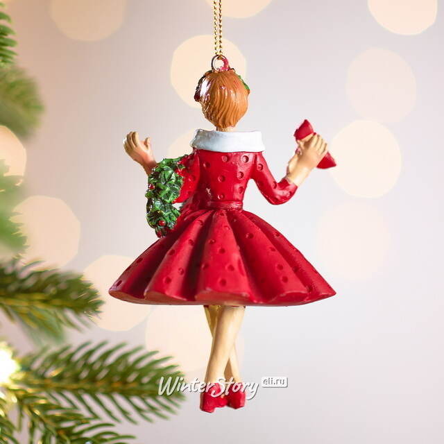 Елочная игрушка Девушка Бренда в красном платье 10 см Winter Deco