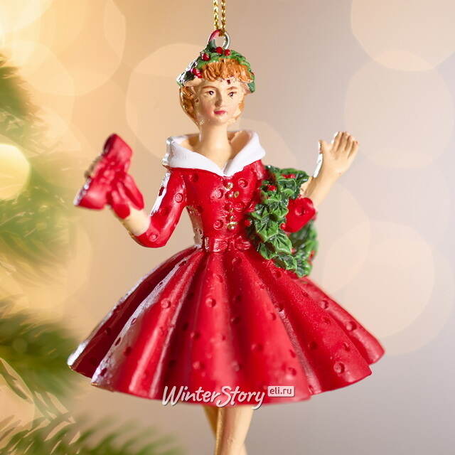 Елочная игрушка Девушка Бренда в красном платье 10 см Winter Deco