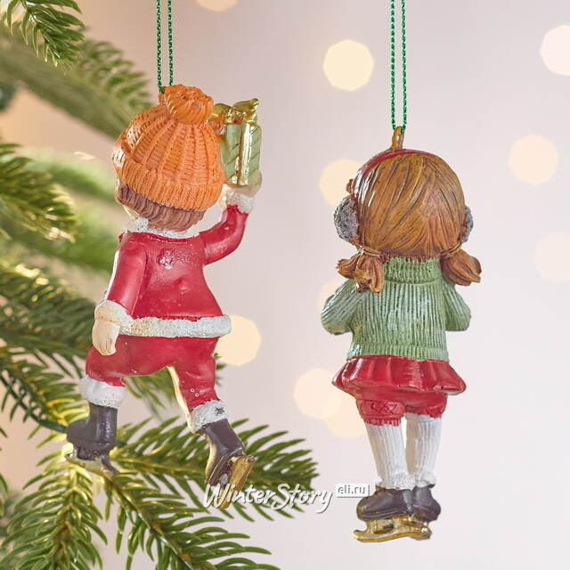 Набор елочных игрушек Берти и Блэйк на коньках 10 см, 2 шт Winter Deco