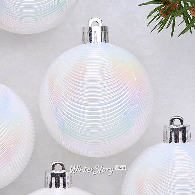 Елочные шары Victorian Glow - White Iris Charm 6 см, 6 шт, пластиковые Winter Deco